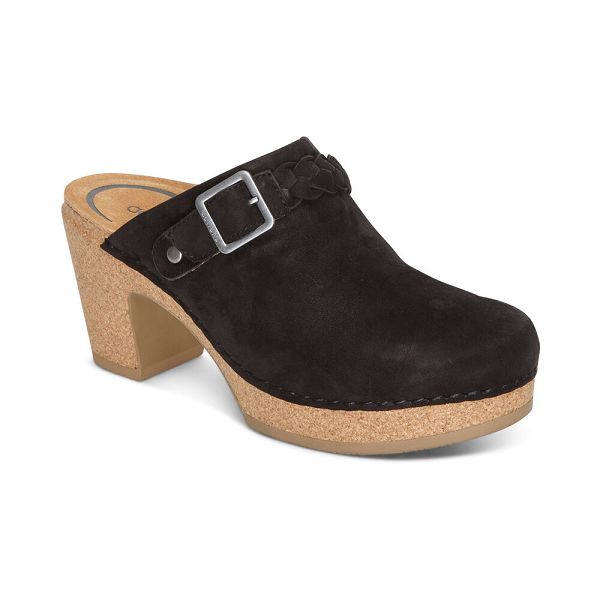 Aetrex Women's Corey Clogs Black Shoes UK 9889-285